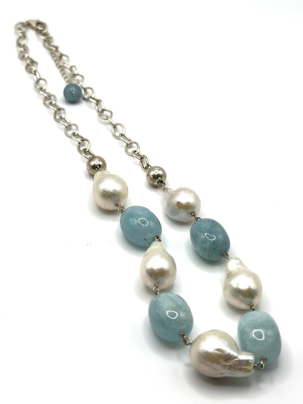 Sterling silver necklace with freshwater pearls